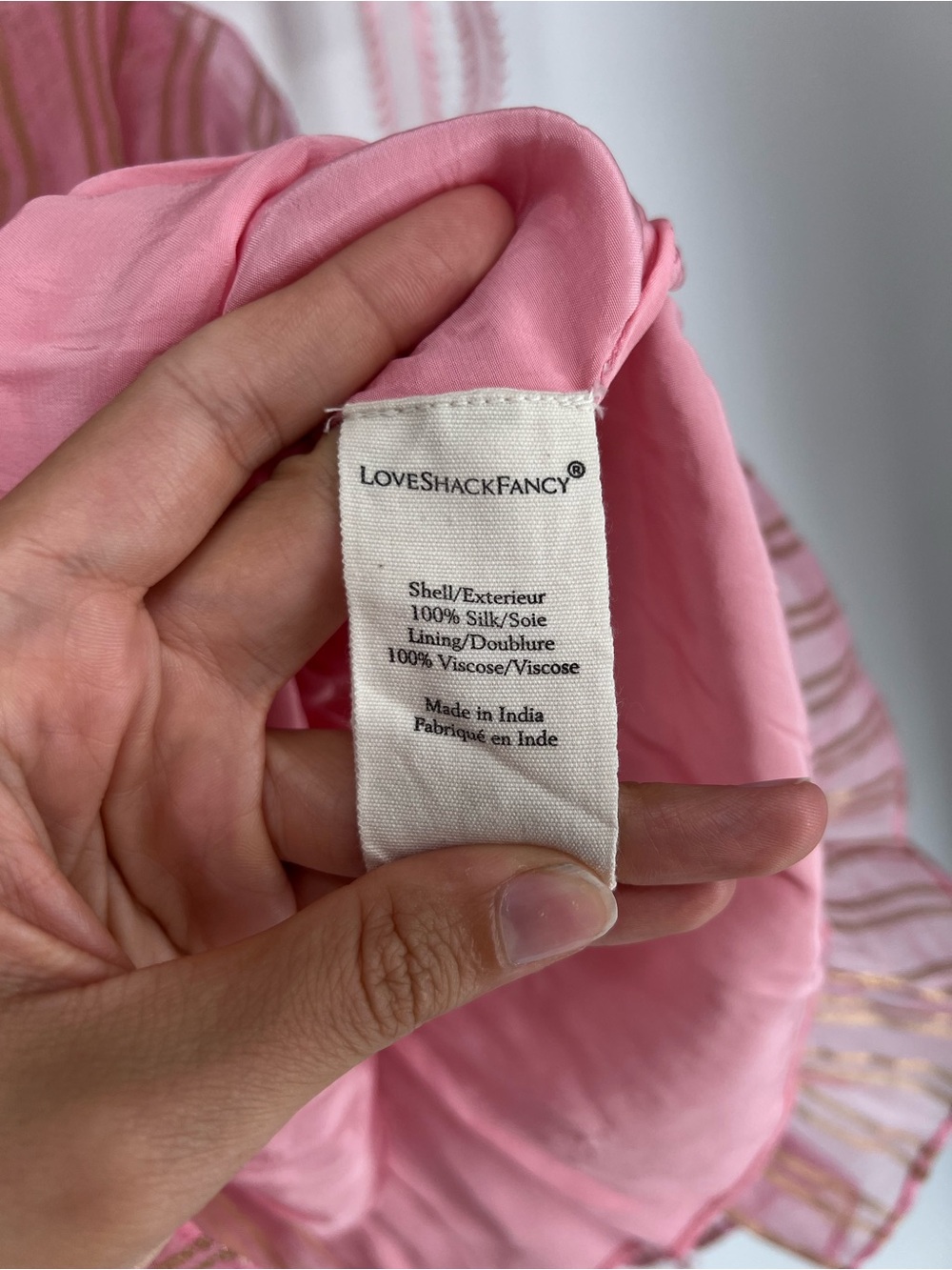 LoveShackFancy Violet Pink Silk Coquette Smocked Bow Puff Sleeve Mini Dress S - Picture 9 of 13
